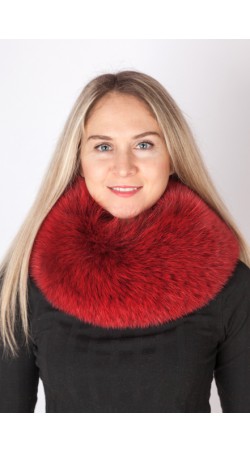 Red-cherry fox fur neck warmer